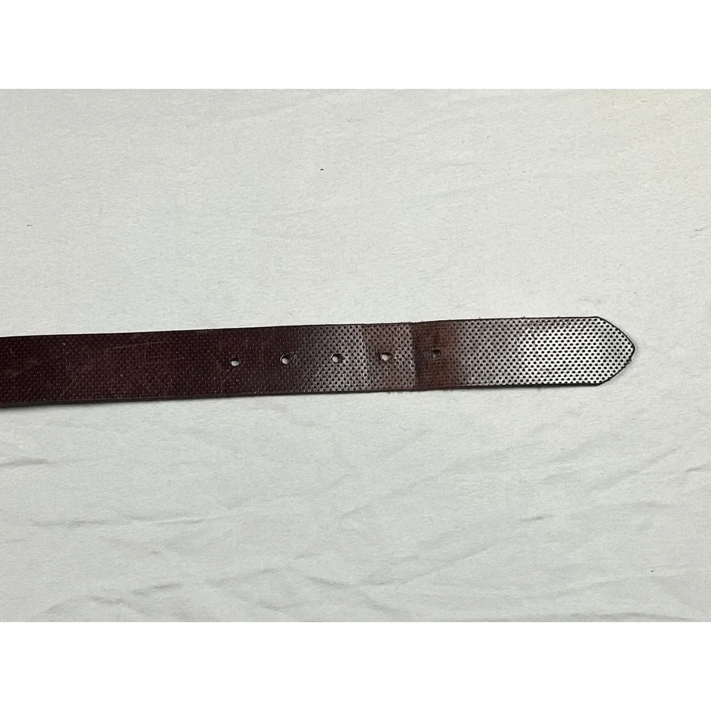1901 Nordstrom Mens Dark Brown Perforated Leather Belt Size 36 Made in USA